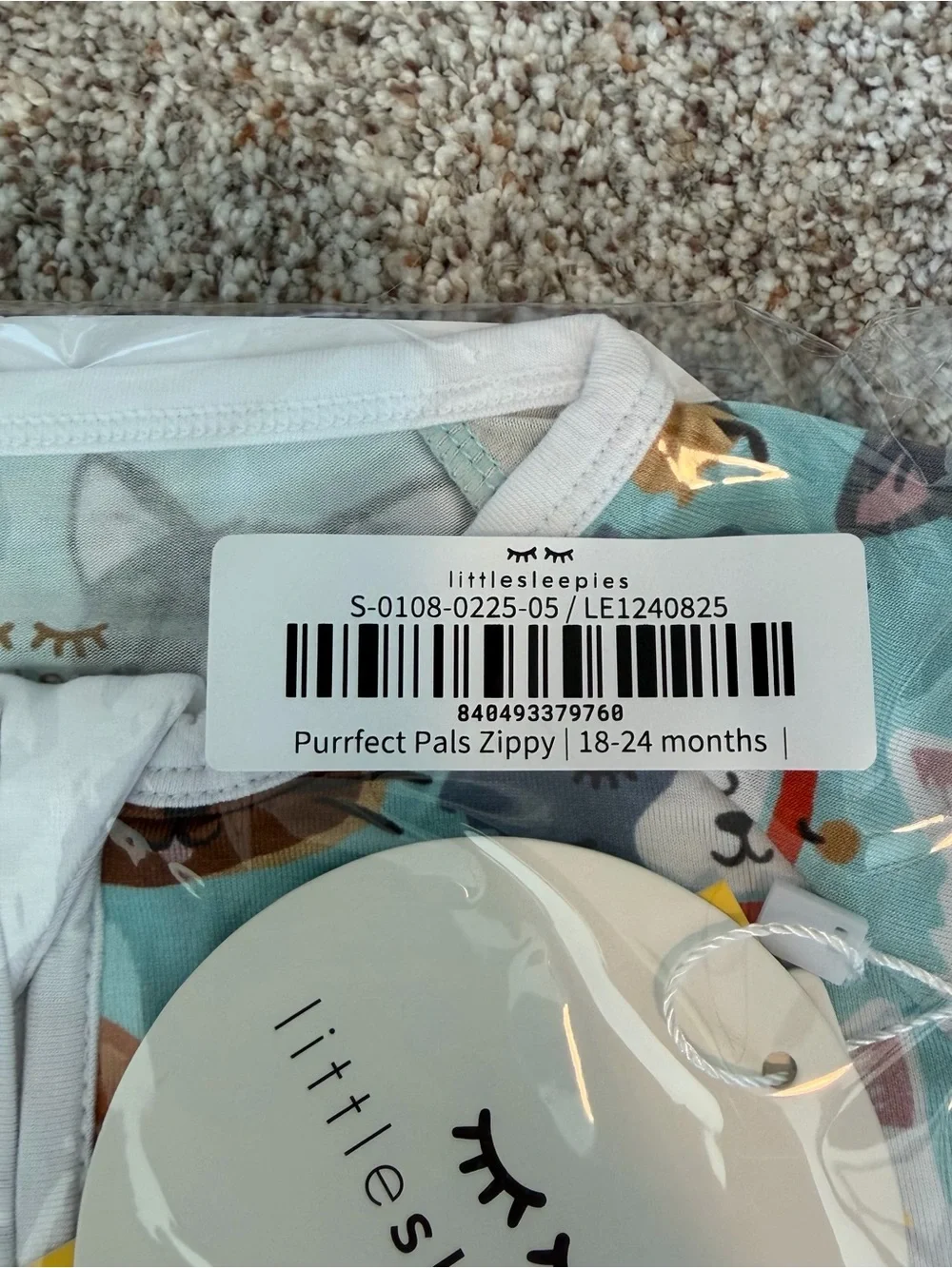 NWT 18-24M Little Sleepies Purrfect Pals Cats Mint Turquoise Teal Aqua